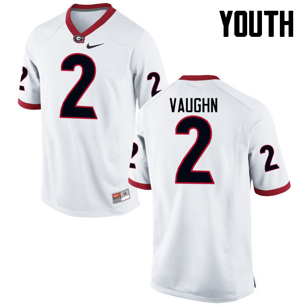 Youth Georgia Bulldogs #2 Sam Vaughn College Football Jerseys-White - Click Image to Close